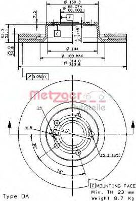 METZGER 24931V гальмівний диск