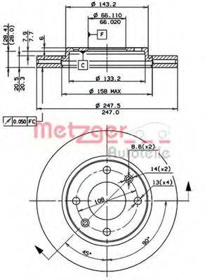 METZGER 24249E гальмівний диск