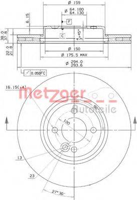 METZGER 25116V гальмівний диск