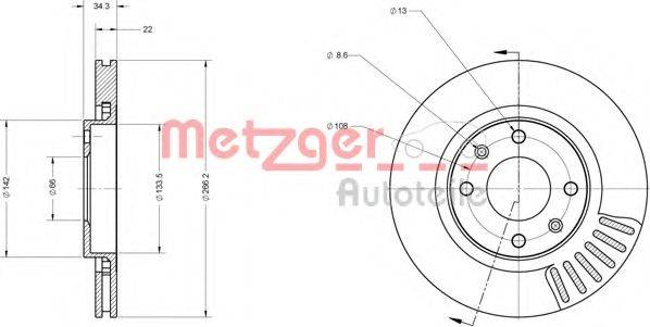 METZGER 6110023 гальмівний диск