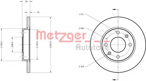 METZGER 6110085 гальмівний диск