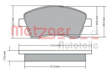 METZGER 1170029 Комплект гальмівних колодок, дискове гальмо