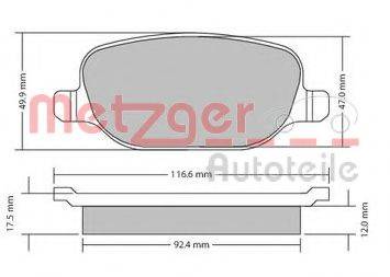 METZGER 1170403 Комплект гальмівних колодок, дискове гальмо