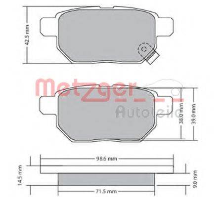 METZGER 1170444 Комплект гальмівних колодок, дискове гальмо