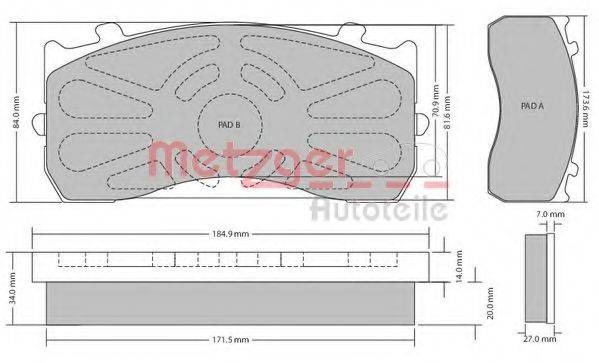 METZGER 1170525 Комплект гальмівних колодок, дискове гальмо