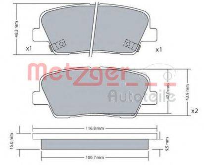 METZGER 1170687 Комплект гальмівних колодок, дискове гальмо