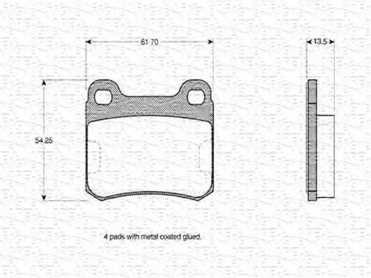 MAGNETI MARELLI 363702160022 Комплект гальмівних колодок, дискове гальмо