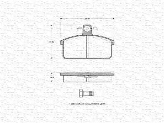 MAGNETI MARELLI 363702160124 Комплект гальмівних колодок, дискове гальмо