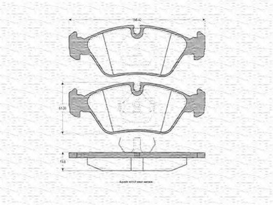 MAGNETI MARELLI 363702160203 Комплект гальмівних колодок, дискове гальмо