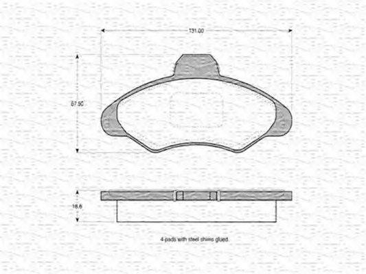 MAGNETI MARELLI 363702160286 Комплект гальмівних колодок, дискове гальмо