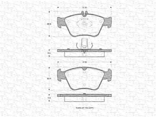 MAGNETI MARELLI 363702160398 Комплект гальмівних колодок, дискове гальмо