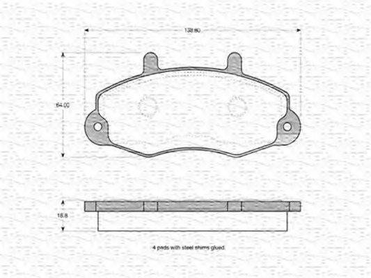 MAGNETI MARELLI 363702160553 Комплект гальмівних колодок, дискове гальмо