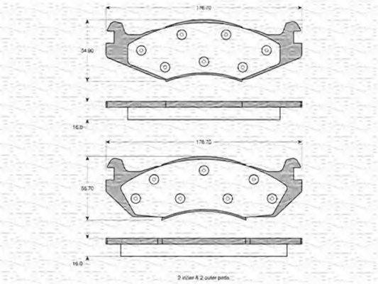 MAGNETI MARELLI 363702160626 Комплект гальмівних колодок, дискове гальмо