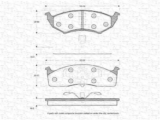 MAGNETI MARELLI 363702160633 Комплект гальмівних колодок, дискове гальмо