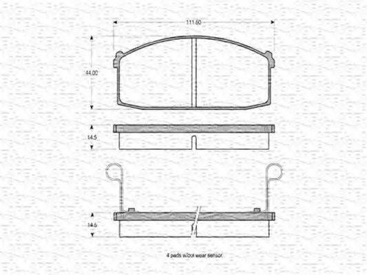 MAGNETI MARELLI 363702160688 Комплект гальмівних колодок, дискове гальмо