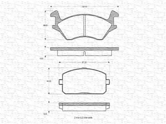 MAGNETI MARELLI 363702160702 Комплект гальмівних колодок, дискове гальмо