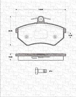 MAGNETI MARELLI 363702161181 Комплект гальмівних колодок, дискове гальмо