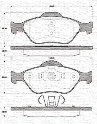 MAGNETI MARELLI 363702161215 Комплект гальмівних колодок, дискове гальмо