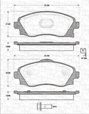 MAGNETI MARELLI 363702161219 Комплект гальмівних колодок, дискове гальмо