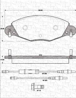 MAGNETI MARELLI 363702161224 Комплект гальмівних колодок, дискове гальмо