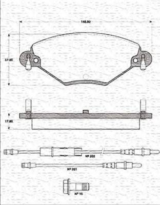 MAGNETI MARELLI 363702161225 Комплект гальмівних колодок, дискове гальмо