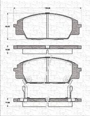 MAGNETI MARELLI 363702161287 Комплект гальмівних колодок, дискове гальмо