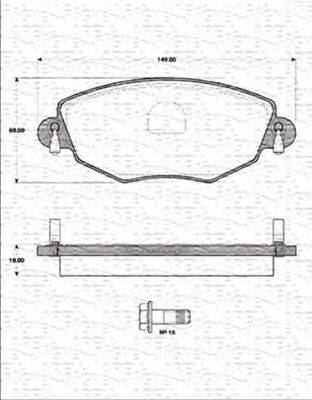 MAGNETI MARELLI 363702161290 Комплект гальмівних колодок, дискове гальмо